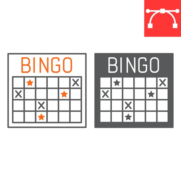 Línea de bingo e icono de glifo — Archivo Imágenes Vectoriales