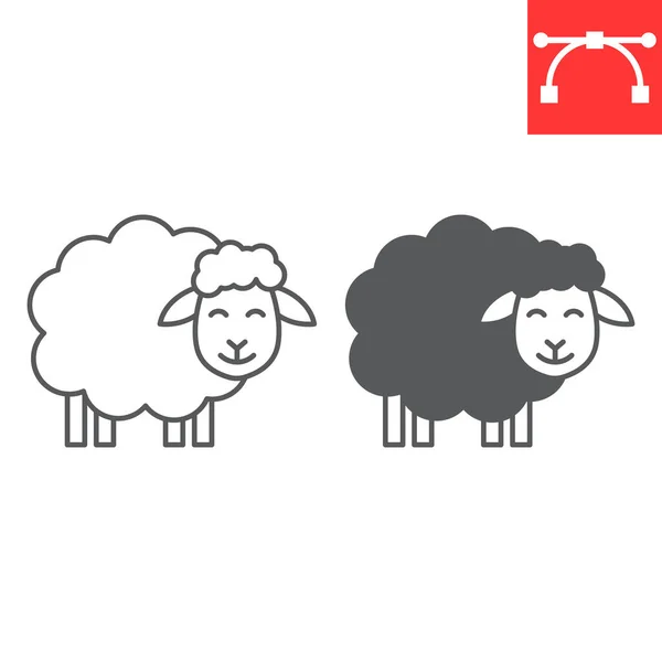 Sheep line and glyph icon — Stock Vector