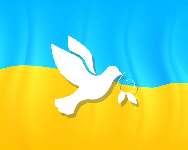 Bandiera dell'Ucraina con una colomba di pace vettoriale illustrazione — Vettoriale Stock