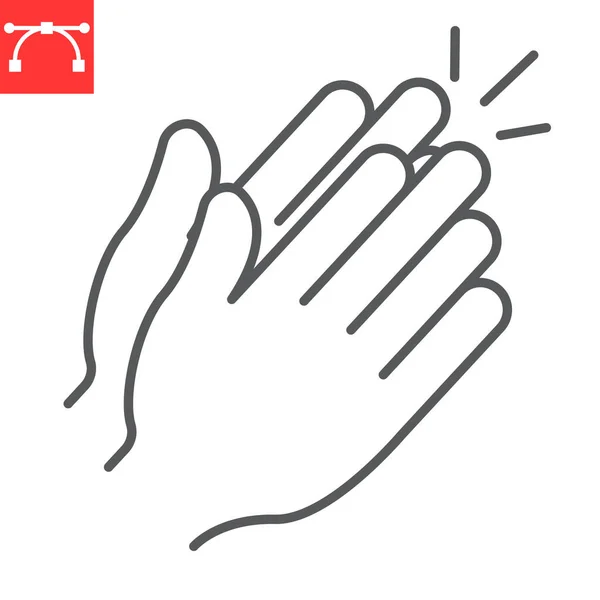 Aplaudiendo icono de línea de manos — Vector de stock