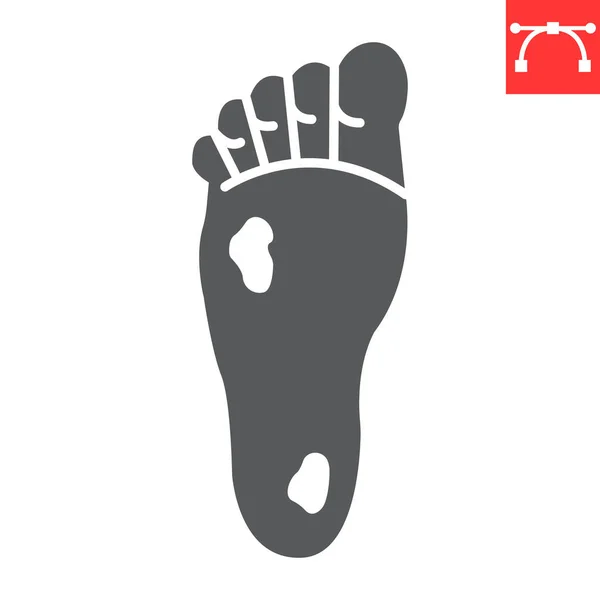 Diabético ícone de glifo do pé — Vetor de Stock
