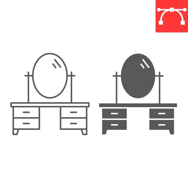 Öltözőasztal Ábra Ikon Bútor Belső Tér Öltözőasztal Vektor Grafika Szerkeszthető — Stock Vector