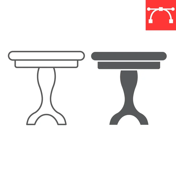 Ligne Table Ronde Icône Glyphe Mobilier Intérieur Icône Vectorielle Table — Image vectorielle