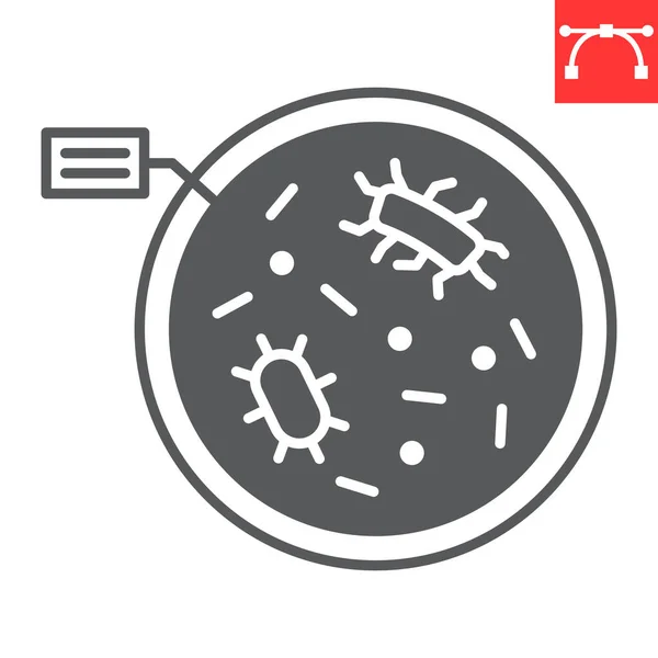 Petri Πιάτο Glyph Εικονίδιο Βιολογία Και Επιστήμη Petri Πιάτο Βακτήρια — Διανυσματικό Αρχείο