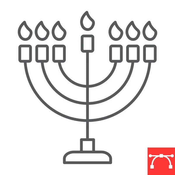 Menorah Line Icon Hanukkah Candlestick Hanukkah Menorah Vector Icon Vector —  Vetores de Stock