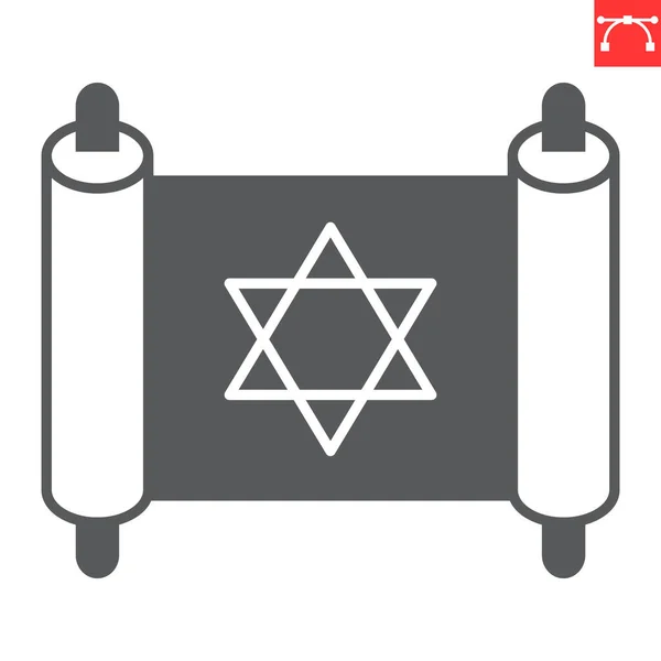 Torah Scroll Glyph Icon Hanukkah Religion Torah Vector Icon Vector — Stock Vector