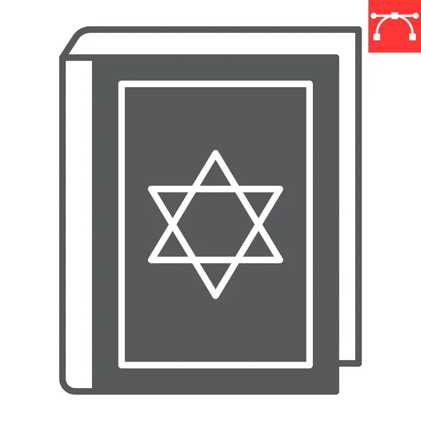 Torah Book Glyph Icon Hanukkah David Star Hebrew Bible Vector — 图库矢量图片