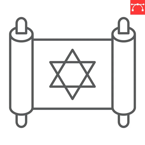 Torah Scroll Line Icon Hanukkah Religion Torah Vector Icon Vector — Stock vektor
