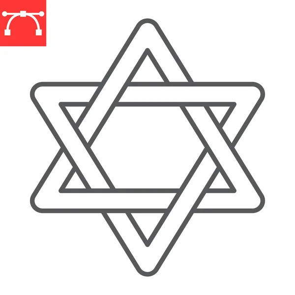 Star David Line Icon Hanukkah Symbol Star David Vector Icon — Archivo Imágenes Vectoriales