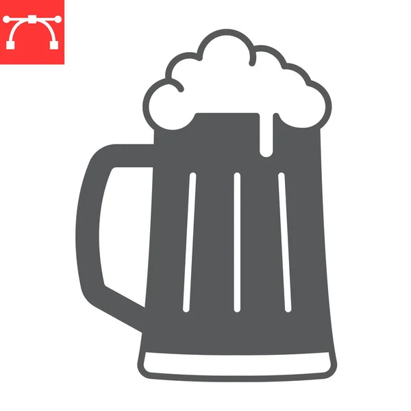 Beer Mug Glyph Icon Beverage Oktoberfest Mug Beer Vector Icon — Stockový vektor