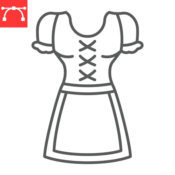 Dirndl Line Icon Dress Oktoberfest Dirndl Vector Icon Vector Graphics — ストックベクタ