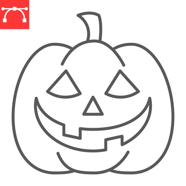 Pumpkin Line Icon Halloween Scary Halloween Pumpkin Vector Icon Vector — Stockový vektor