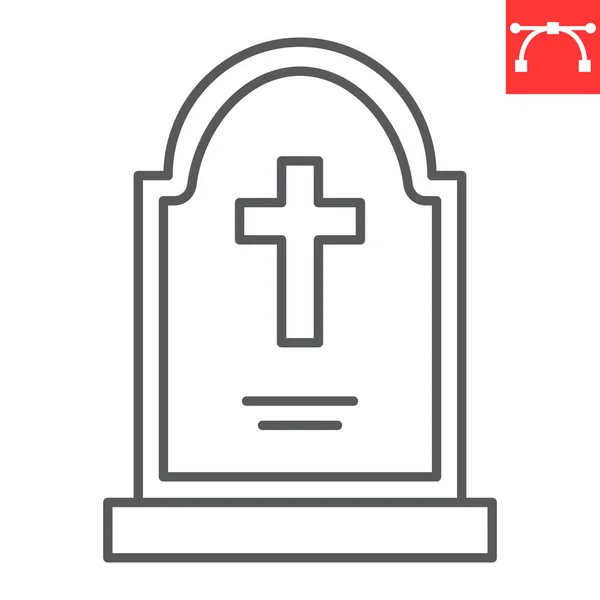 Tombstone Line Icon Halloween Rip Grave Gravestone Vector Icon Vector — Stockvector