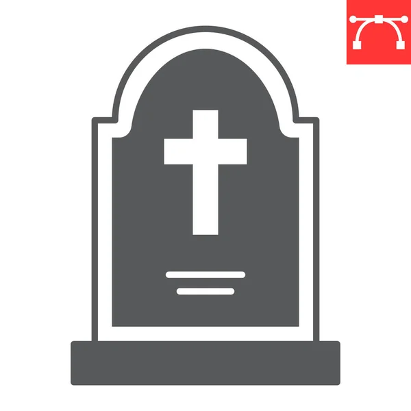 Tombstone Glyph Icon Halloween Rip Grave Gravestone Vector Icon Vector — Stockvektor
