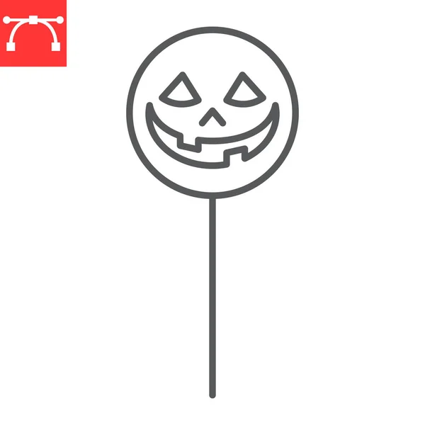 Halloween Lollipop Face Line Icon Sweet Party Lollipop Face Vector — Stockový vektor