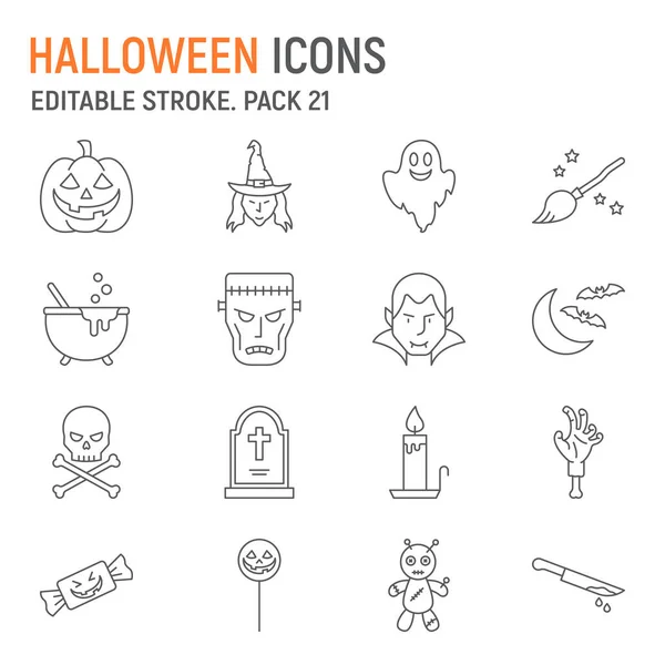 Halloween Line Icon Set Spooky Collection Vector Graphics Logo Illustrations — Vector de stock