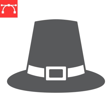 Pilgrim hat glyph icon, thanksgiving and traditional, thanksgiving hat vector icon, vector graphics, editable stroke solid sign, eps 10.