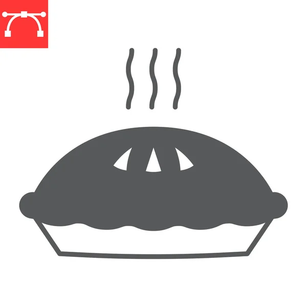 Pie Glyph Icon Thanksgiving Pastry Pie Vector Icon Vector Graphics — Vettoriale Stock