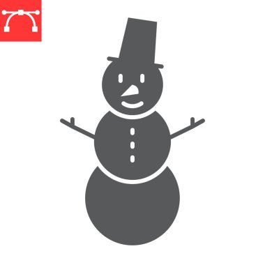 Snowman glyph icon, Christmas and holiday, snowman vector icon, vector graphics, editable stroke solid sign, eps 10.