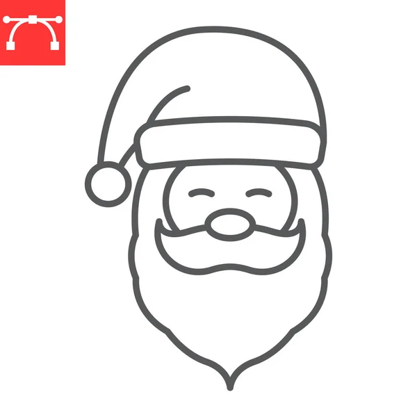 Santa Claus Line Icon Christmas Holiday Santa Claus Face Vector — Stockvektor
