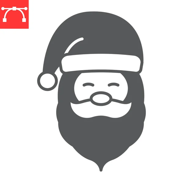 Santa Claus Glyph Icon Christmas Holiday Santa Claus Face Vector — Image vectorielle