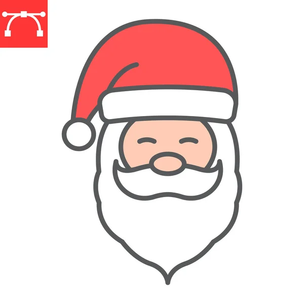 Иконка Цветовой Линии Санта Клауса Рождество Праздник Иконка Вектора Лица — стоковый вектор