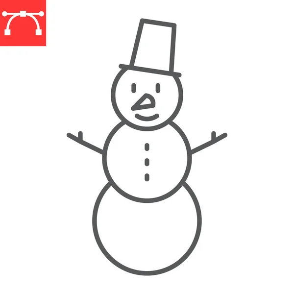 Snowman Line Icon Christmas Holiday Snowman Vector Icon Vector Graphics — Stockvector