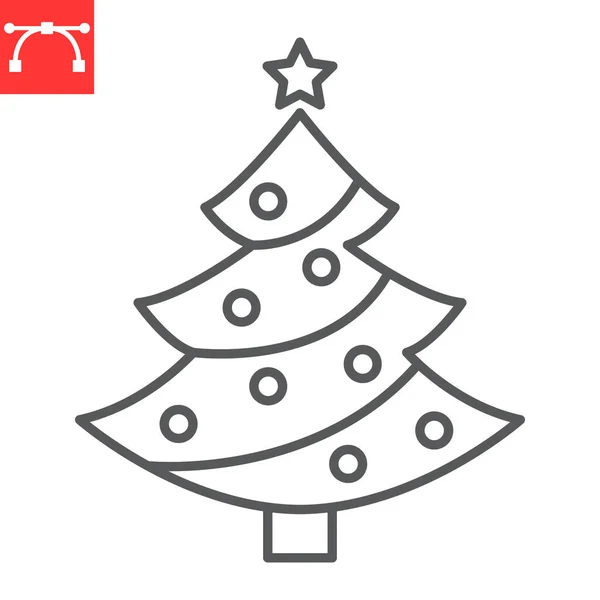 Christmas Tree Line Icon New Year Tree Holiday Fir Tree — Vetor de Stock