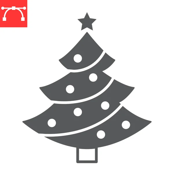 Christmas Tree Glyph Icon New Year Tree Holiday Fir Tree — Vetor de Stock