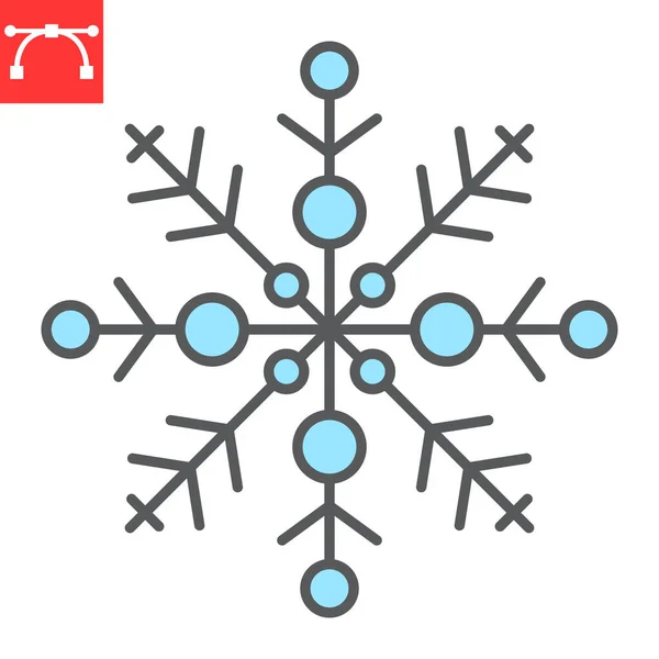Snowflake Color Line Icon Decoration Frozen Snowflake Vector Icon Vector — Stock Vector