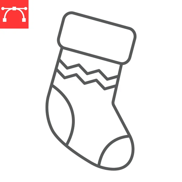 Christmas Stocking Line Icon Holiday Gift Christmas Stocking Vector Icon — ストックベクタ