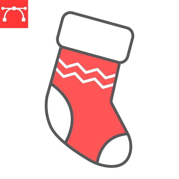 Christmas Stocking Color Line Icon Holiday Gift Christmas Stocking Vector — Image vectorielle