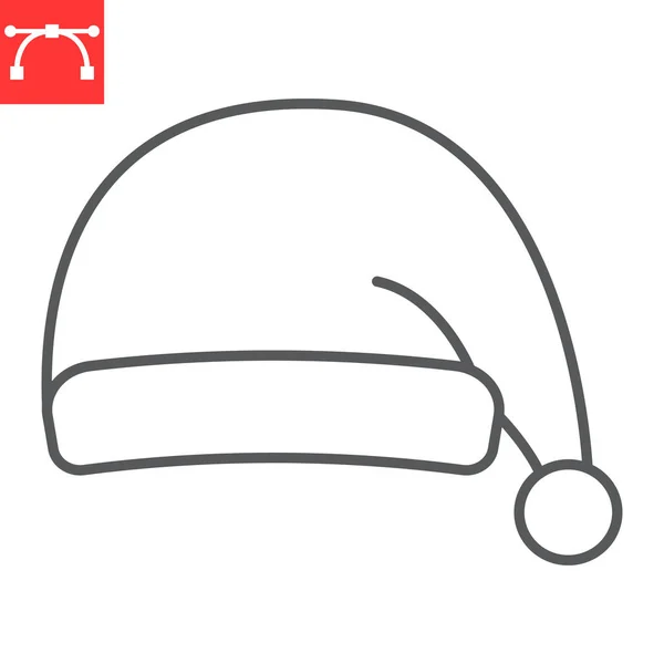 Иконка Линии Шляпы Санта Клауса Рождество Праздник Векторная Икона Шляпы — стоковый вектор