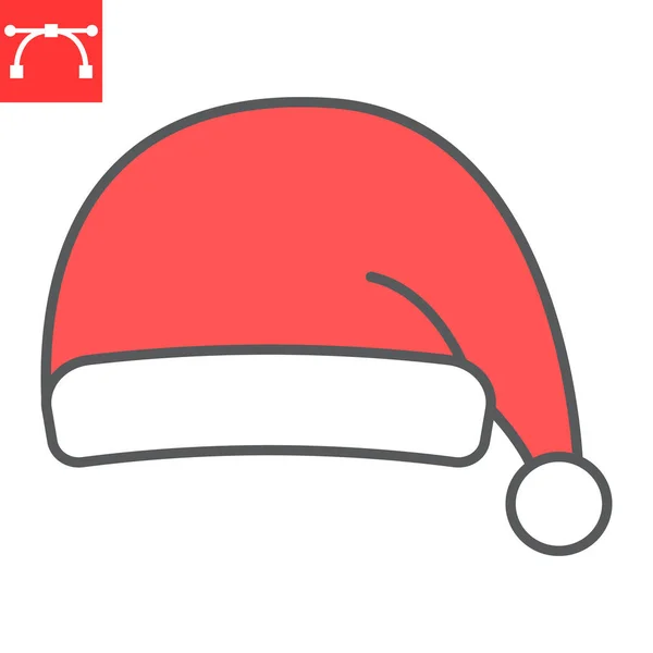 Значок Цветовой Линии Санта Шляпы Рождество Праздник Векторная Иконка Шляпы — стоковый вектор