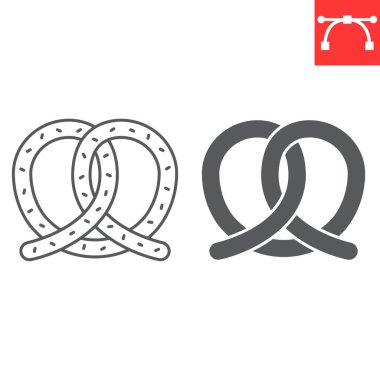 Pretzel line and glyph icon, pastry and oktoberfest, german pretzel vector icon, vector graphics, editable stroke outline sign, eps 10.