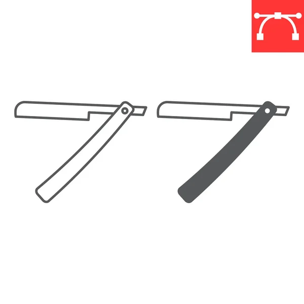 Straight Razor Line Glyph Icon Barber Tool Straight Razor Vector — Stockvektor
