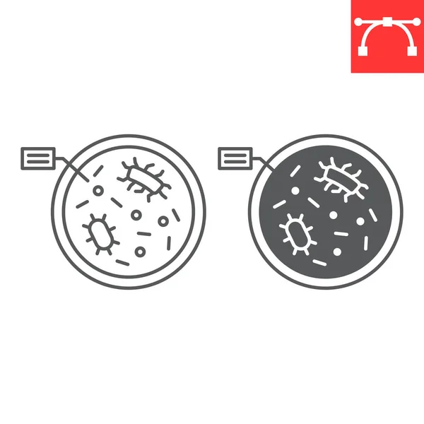 Petri Dish Line Glyph Icon Βιολογία Και Επιστήμη Petri Dish — Διανυσματικό Αρχείο