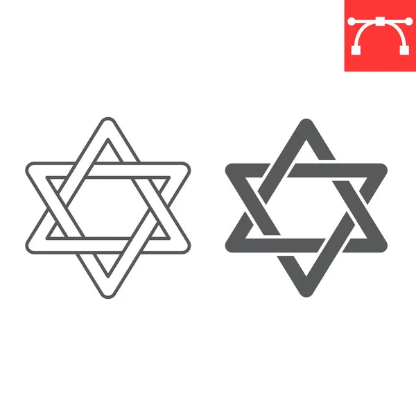 Star David Line Glyph Icon Hanukkah Symbol Star David Vector — Stockvektor