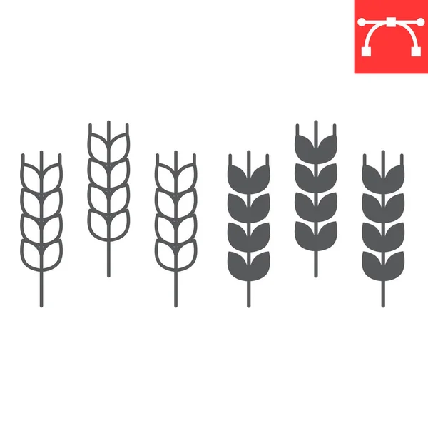 Wheat Line Glyph Icon Barley Gluten Free Wheat Grain Vector — 图库矢量图片