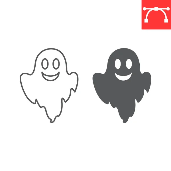 Ghost Line Glyph Icon Halloween Scary Ghost Vector Icon Vector — Stockvektor