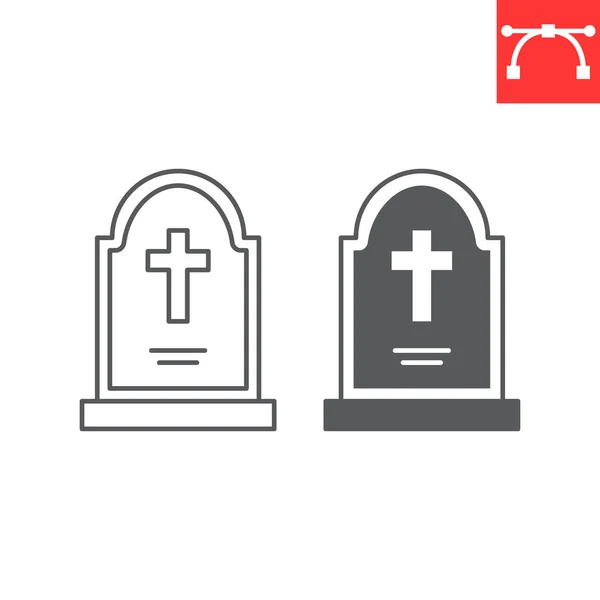 Tombstone Line Glyph Icon Halloween Rip Grave Gravestone Vector Icon — Image vectorielle