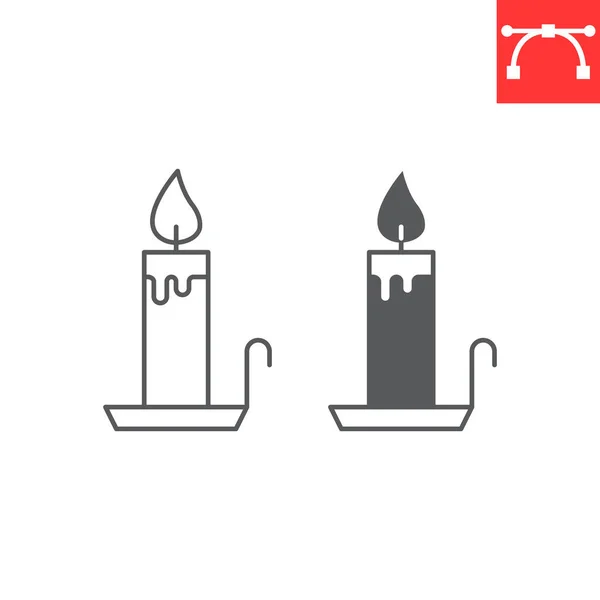Candle Holder Line Glyph Icon Halloween Heat Candle Vector Icon — Stok Vektör