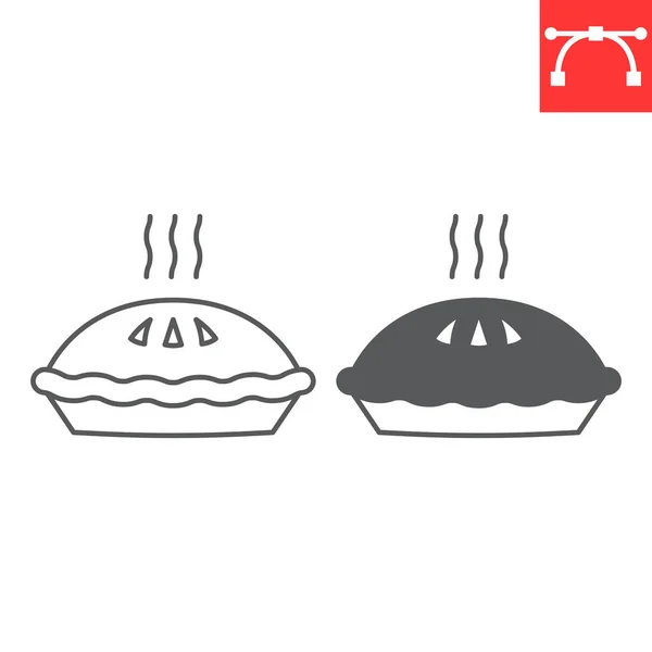 Pie Line Glyph Icon Thanksgiving Pastry Pie Vector Icon Vector — ストックベクタ