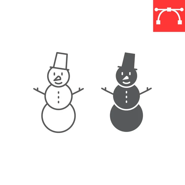 Snowman Line Glyph Icon Christmas Holiday Snowman Vector Icon Vector — Archivo Imágenes Vectoriales