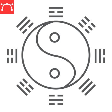 Yin and Yang line icon, asian and harmony, yin yang vector icon, vector graphics, editable stroke outline sign, eps 10.