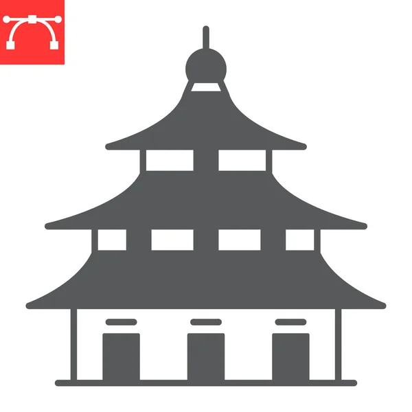 Chinese Temple Glyph Icon Asian Travel Pagoda Vector Icon Vector — Vector de stock