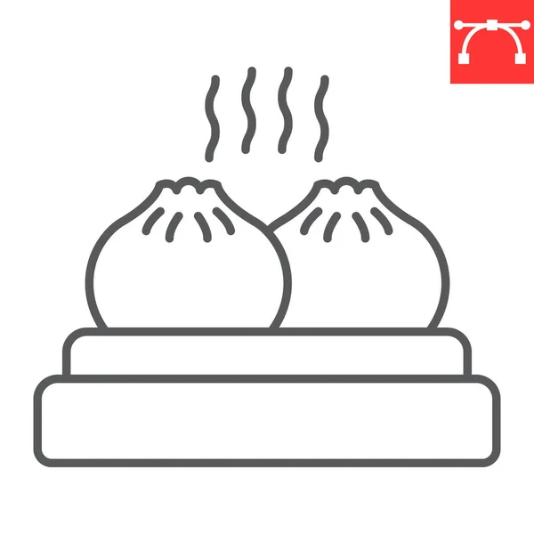 Dumpling Line Icon Food Asian Restaurant Chinese Dumpling Vector Icon — Image vectorielle