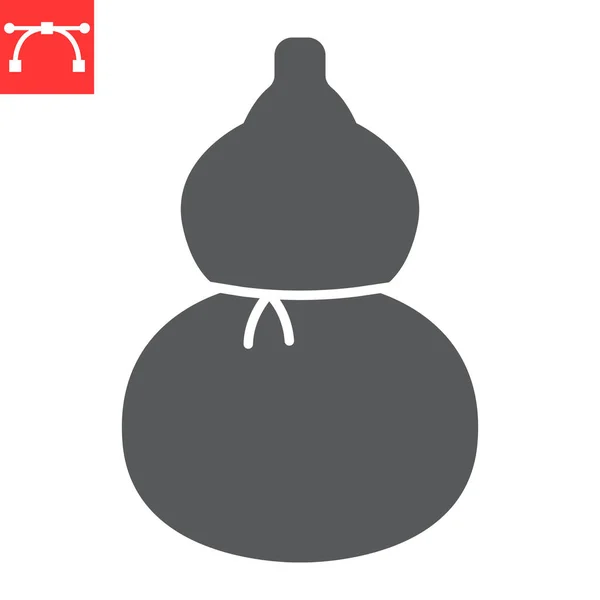 Gourd Calabash Glyph Icon Chinese Bottle Drink Calabash Vector Icon — 스톡 벡터