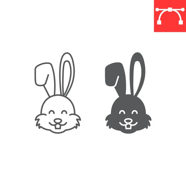 Tavşan Çizgisi Kabartma Simgesi Yeni Yıl Paskalya Tavşan Vektör Simgesi — Stok Vektör