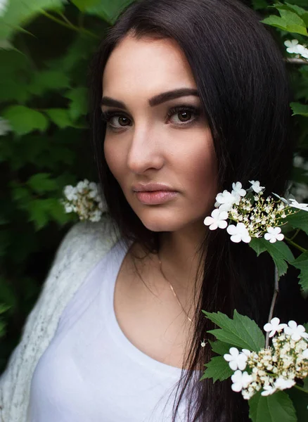 Gorgeous Young Beautiful Girl Grass Park Woman Beautiful Make Light — Stock Fotó